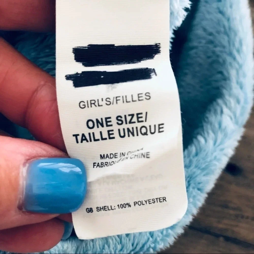 The North Face TNF‎ Girls One Size Blue Fleece Osito Winter Hat Cozy Snow Warm